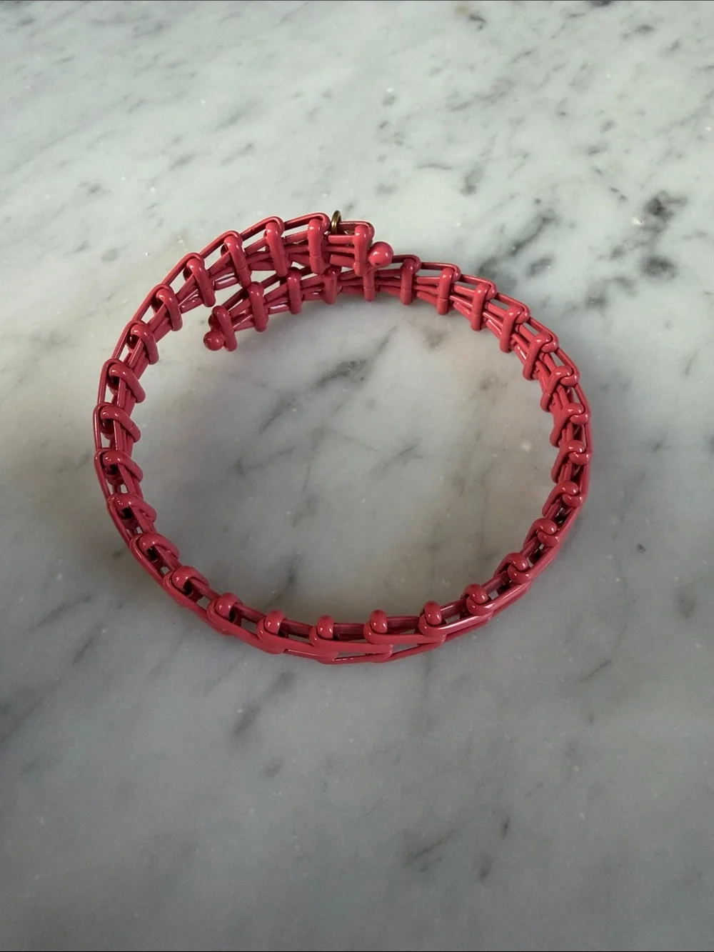 Alex and Ani Coral Pink Woven Bracelet with Gold Charms